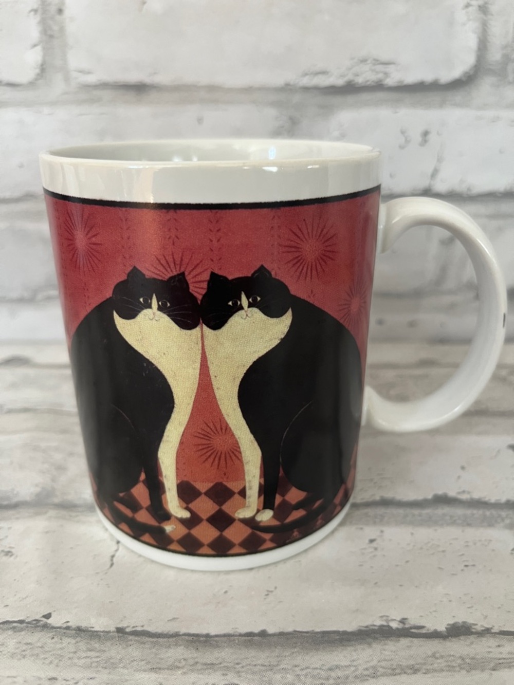 Pair of Black & White Cats Ceramic Mug Warren Kimble